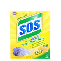 S.O.S Stahlwolle-Pads Zitrone Frischeduft 10 Stück. -Scheuerschwämme